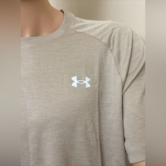 Under Armour Big & Tall Tech Textured Short Sleeve Tee- City Khaki - Picture 3 of 16